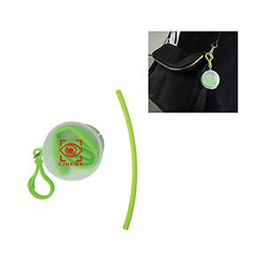 KP9678-EXOSPHERE SILICONE STRAW IN TRAVEL CASE-Lime Green